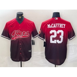 Men San Francisco 49ers 23 Christian McCaffrey Red Black With Patch Cool Base Stitched Baseball Jersey