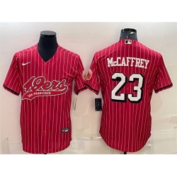 Men San Francisco 49ers 23 Christian McCaffrey Red With Patch Cool Base Stitched Baseball Jersey