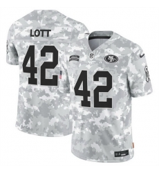 Men San Francisco 49ers 42 Ronnie Lott 2024 F U S E Arctic Camo Salute To Service Limited Stitched Football Jersey