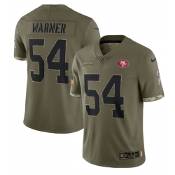 Men San Francisco 49ers 54 Fred Warner Olive 2022 Salute To Service Limited Stitched Jersey