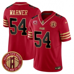 Men San Francisco 49ers 54 Fred Warner Red F U S E  Golden Gate Bridge With 3 Star C Patch Balck Scarlet Vapor Limited Stitched Football Jersey