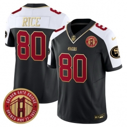 Men San Francisco 49ers 80 Jerry Rice Balck F U S E  Golden Gate Bridge Patch Alternate Vapor Limited Stitched Football Jersey