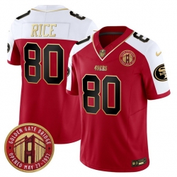 Men San Francisco 49ers 80 Jerry Rice Red F U S E  Golden Gate Bridge Patch Alternate Vapor Limited Stitched Football Jersey