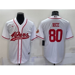 Men San Francisco 49ers 80 Jerry Rice White With Patch Cool Base Stitched Baseb