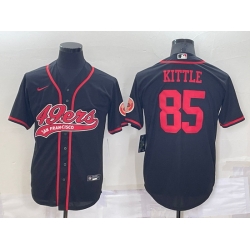 Men San Francisco 49ers 85 George Kittle Black Cool Base Stitched Baseball Jersey