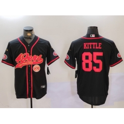 Men San Francisco 49ers 85 George Kittle Black With Patch Cool Base Stitched Baseball Jersey 3