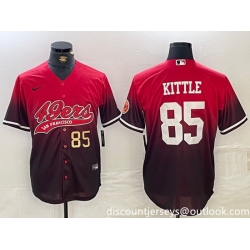 Men San Francisco 49ers  85 George Kittle Red Black With Patch Cool Base Stitched Baseball jerseys 1