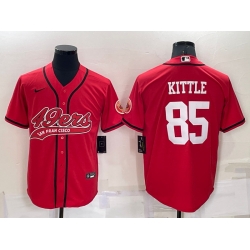 Men San Francisco 49ers 85 George Kittle Red Cool Base Stitched Baseball Jersey