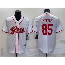 Men San Francisco 49ers 85 George Kittle White With Patch Cool Base Stitched Baseb