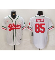 Men San Francisco 49ers 85 George Kittle White With Patch Cool Base Stitched Baseball Jersey