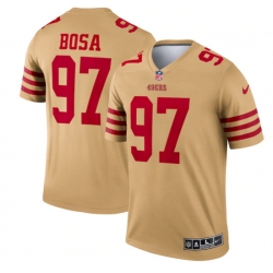 Men San Francisco 49ers 97 Nick Bosa 2022 New Gold Inverted Legend Stitched Football Jersey