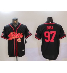 Men San Francisco 49ers 97 Nick Bosa Black With Patch Cool Base Stitched Baseball Jersey