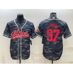 Men San Francisco 49ers 97 Nick Bosa Grey Red Camo With Patch Cool Base Stitched Baseball Jersey