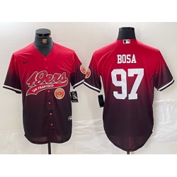 Men San Francisco 49ers 97 Nick Bosa Red Black With Patch Cool Base Stitched Baseball jerseys 1