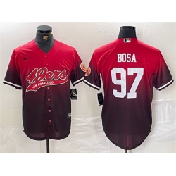 Men San Francisco 49ers 97 Nick Bosa Red Black With Patch Cool Base Stitched Baseball jerseys