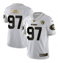 Men San Francisco 49ers 97 Nick Bosa White Gold 75th Anniversary Stitched Jersey