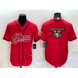 Men San Francisco 49ers Red Team Big Logo With Patch Cool Base Stitched Baseball Jersey