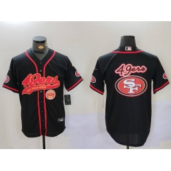 Men San Francisco 49ers Team Big Logo Black With Patch Cool Base Stitched Baseball Jersey 8