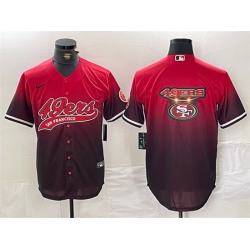 Men San Francisco 49ers Team Big Logo Red Black With Patch Cool Base Stitched Baseball Jersey