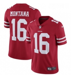 Mens Nike San Francisco 49ers 16 Joe Montana Red Team Color Vapor Untouchable Limited Player NFL Jersey