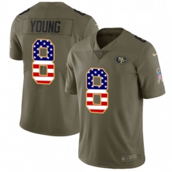 Mens Nike San Francisco 49ers 8 Steve Young Limited OliveUSA Flag 2017 Salute to Service NFL Jersey