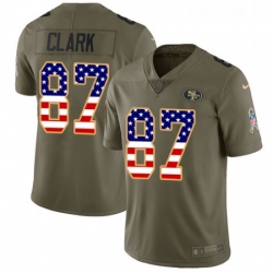 Mens Nike San Francisco 49ers 87 Dwight Clark Limited OliveUSA Flag 2017 Salute to Service NFL Jersey