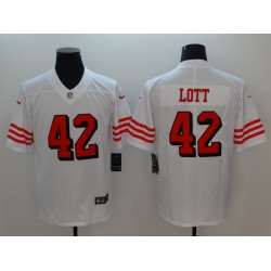 Men's San Francisco 49ers Ronnie Lott 42 White Nike Scarlet Player Limited Jersey