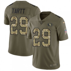 Nike 49ers #29 Jaquiski Tartt Olive Camo Mens Stitched NFL Limited 2017 Salute To Service Jersey