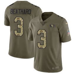 Nike 49ers #3 C J Beathard Olive Camo Mens Stitched NFL Limited 2017 Salute To Service Jersey