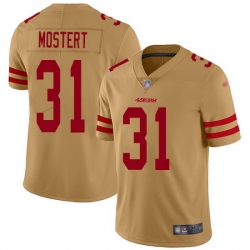 Nike 49ers 31 Raheem Mostert Gold Men Stitched NFL Limited Inverted Legend Jersey