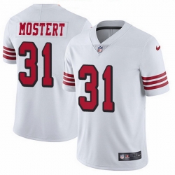 Nike 49ers 31 Raheem Mostert White Men Stitched NFL Limited Rush Jersey