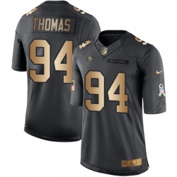 Nike 49ers #94 Solomon Thomas Black Mens Stitched NFL Limited Gold Salute To Service Jersey