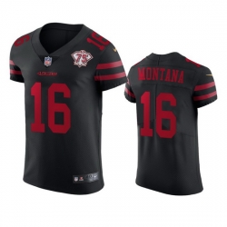 Nike San Francisco 49ers 16 Joe Montana Black Alternate Men 75th Anniversary Stitched NFL Vapor Untouchable Elite Jersey