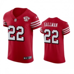 Nike San Francisco 49ers 22 Wayne Gallman Red Rush Men 75th Anniversary Stitched NFL Vapor Untouchable Elite Jersey