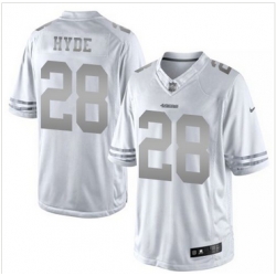 Nike San Francisco 49ers #28 Carlos Hyde White Mens Stitched NFL Limited Platinum Jersey