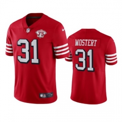 Nike San Francisco 49ers 31 Raheem Mostert Red Rush Men 75th Anniversary Stitched NFL Vapor Untouchable Limited Jersey