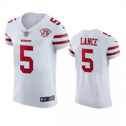 Nike San Francisco 49ers 5 Trey Lance White Men 75th Anniversary Stitched NFL Vapor Untouchable Elite Jersey