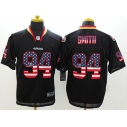 Nike San Francisco 49ers 94 Justin Smith Black Elite USA Flag Fashion NFL Jersey