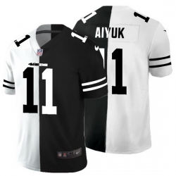 San Francisco 49ers 11 Brandon Aiyuk Men Black V White Peace Split Nike Vapor Untouchable Limited NFL Jersey