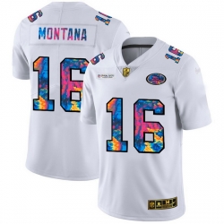 San Francisco 49ers 16 Joe Montana Men White Nike Multi Color 2020 NFL Crucial Catch Limited NFL Jersey