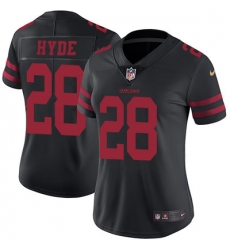 Nike 49ers #28 Carlos Hyde Black Alternate Womens Stitched NFL Vapor Untouchable Limited Jersey