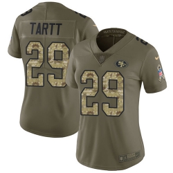 Nike 49ers #29 Jaquiski Tartt Olive Camo Womens Stitched NFL Limited 2017 Salute to Service Jersey