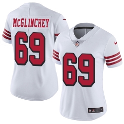 Nike 49ers #69 Mike McGlinchey White Rush Womens Stitched NFL Vapor Untouchable Limited Jersey