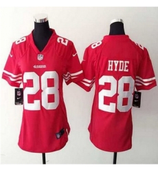 WoMens New 49ers #28 Carlos Hyde Red Team Color NFL Elite Jersey