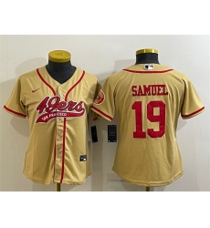 Women San Francisco 49ers 19 Deebo Samuel Gold With Patch Cool Base Stitched Baseball Jersey