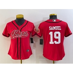 Women San Francisco 49ers 19 Deebo Samuel Red With Patch Cool Base Stitched Baseball Jersey