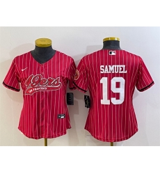 Women San Francisco 49ers 19 Deebo Samuel Red With Patch Cool Base Stitched Baseball Jersey