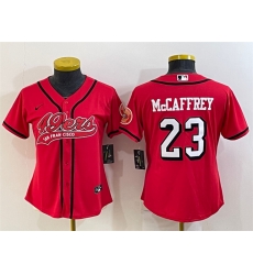 Women San Francisco 49ers 23 Christian McCaffrey New Red With Patch Cool Base Stitched Baseball Jersey