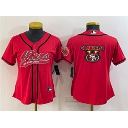 Women San Francisco 49ers Red Team Big Logo With Patch Cool Base Stitched Baseball Jersey