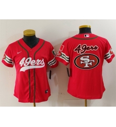 Women San Francisco 49ers Team Big Logo Red Mexico With Patch Cool Base Stitched Baseball Jersey